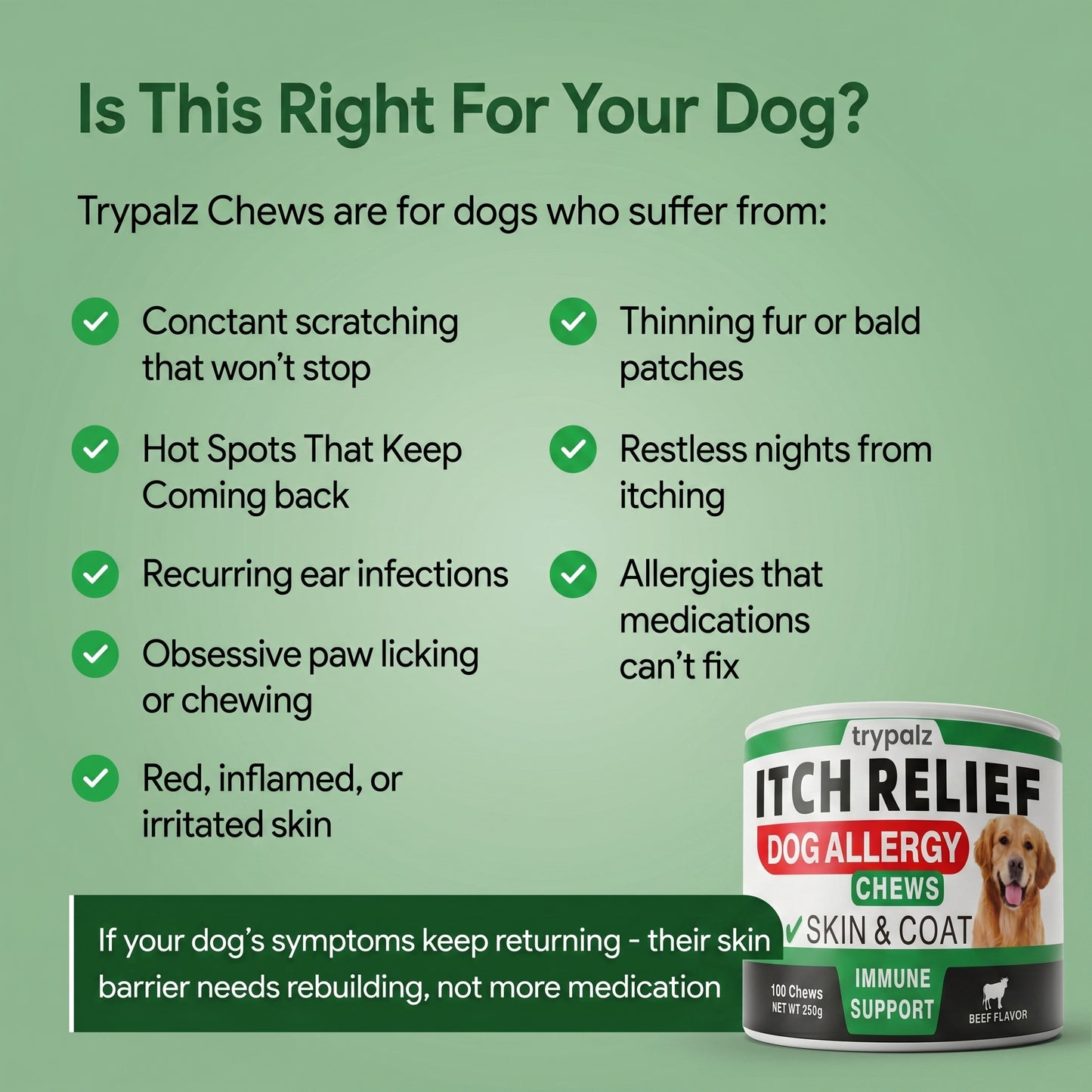 The First Gut-to-Skin Postbiotic Formula for Itchy Dogs